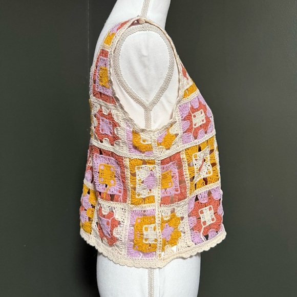 Rebellion Again Crochet Patchwork Tank Top Boho Festival Large NWT - Picture 5 of 5